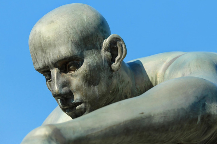 bronze sculpture closeup face